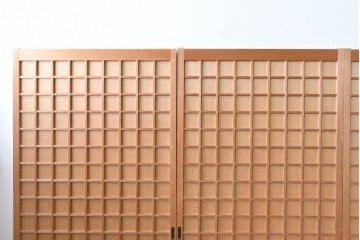 ヴィンテージ建具　昭和後期　均整の取れた狐格子が印象的な引き戸4枚セット　(R-086052)