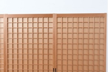 ヴィンテージ建具　昭和後期　均整の取れた狐格子が印象的な引き戸4枚セット　(R-086052)