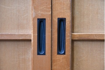 ヴィンテージ建具　昭和後期　均整の取れた狐格子が印象的な引き戸4枚セット　(R-086052)