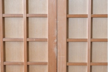 ヴィンテージ建具　昭和後期　均整の取れた狐格子が印象的な引き戸4枚セット　(R-086052)