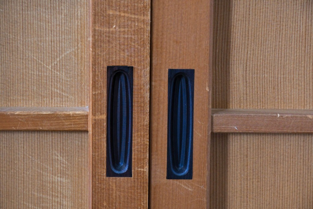 ヴィンテージ建具　昭和後期　均整の取れた狐格子が印象的な引き戸4枚セット　(R-086052)