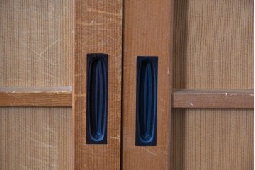 ヴィンテージ建具　昭和後期　均整の取れた狐格子が印象的な引き戸4枚セット　(R-086052)