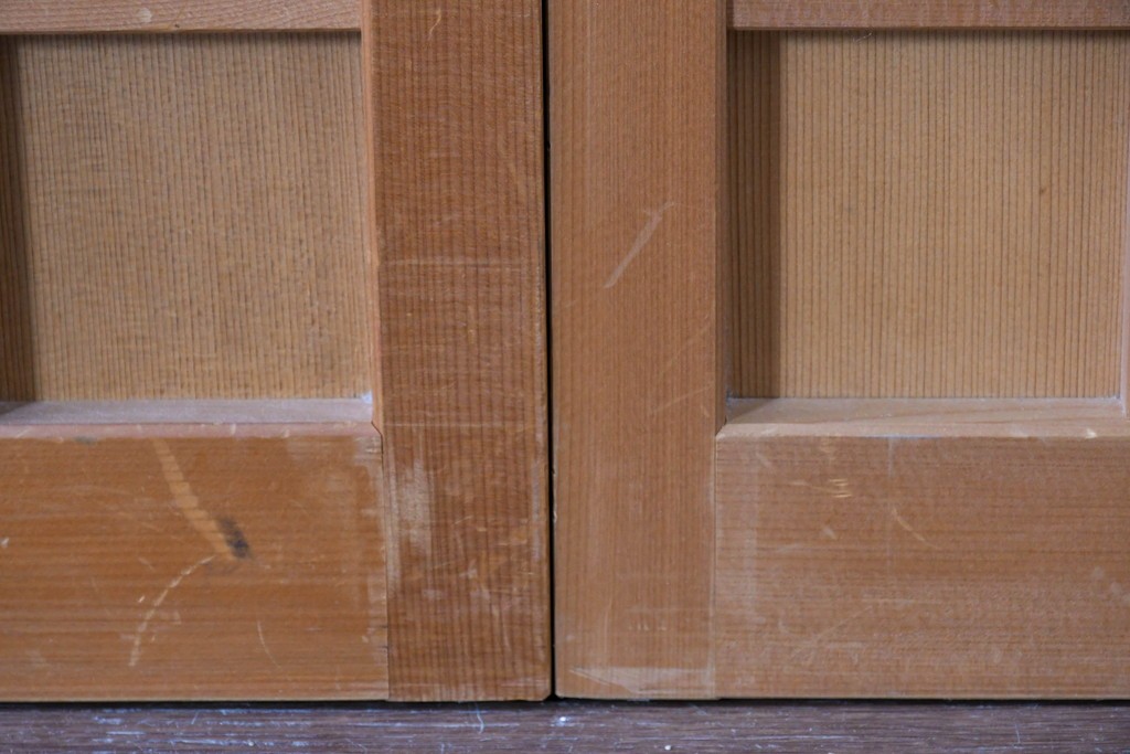 ヴィンテージ建具　昭和後期　均整の取れた狐格子が印象的な引き戸4枚セット　(R-086052)