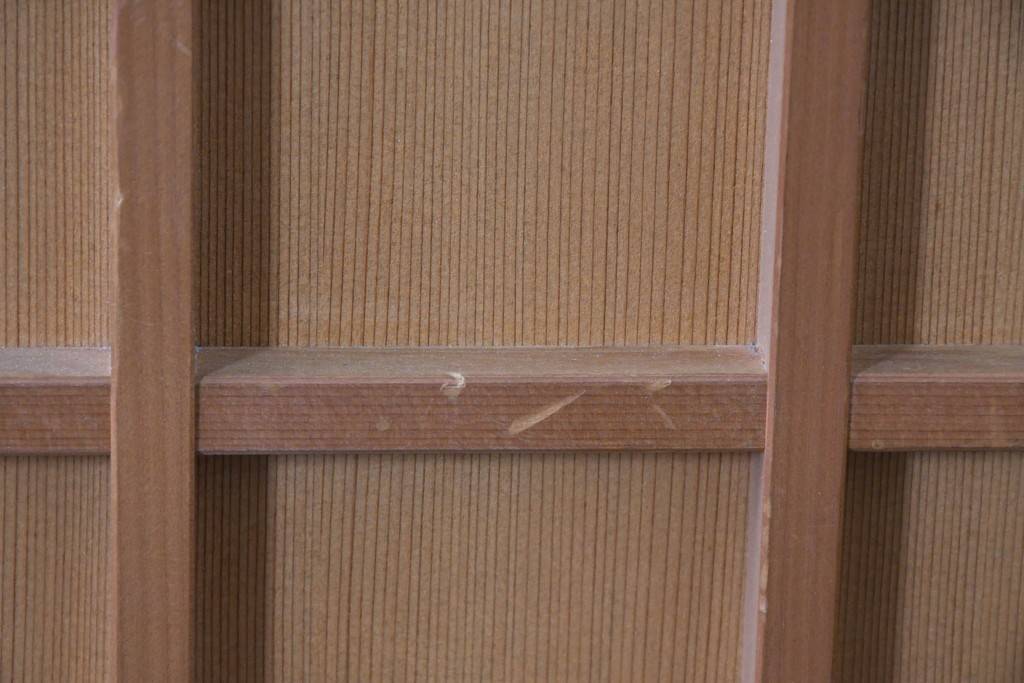 ヴィンテージ建具　昭和後期　均整の取れた狐格子が印象的な引き戸4枚セット　(R-086052)