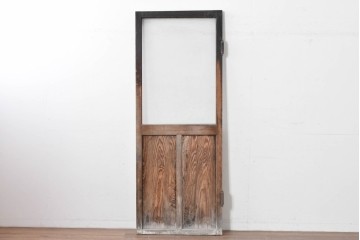 アンティーク建具　昭和初期　風合い豊かな木味が魅力のガラス扉1枚　(R-086053)