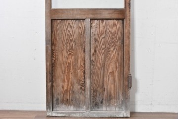 アンティーク建具　昭和初期　風合い豊かな木味が魅力のガラス扉1枚　(R-086053)
