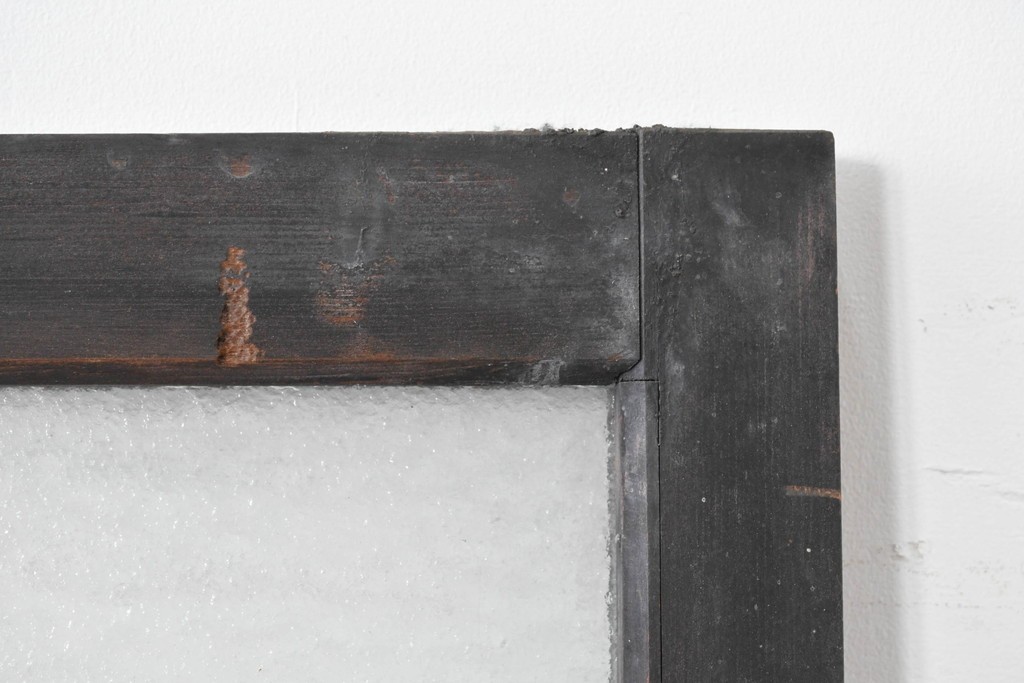 アンティーク建具　昭和初期　風合い豊かな木味が魅力のガラス扉1枚　(R-086053)