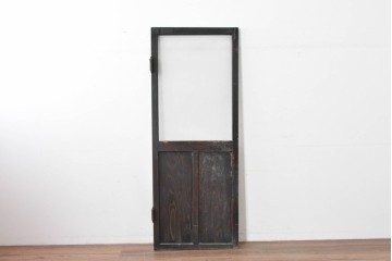 アンティーク建具　昭和初期　風合い豊かな木味が魅力のガラス扉1枚　(R-086053)