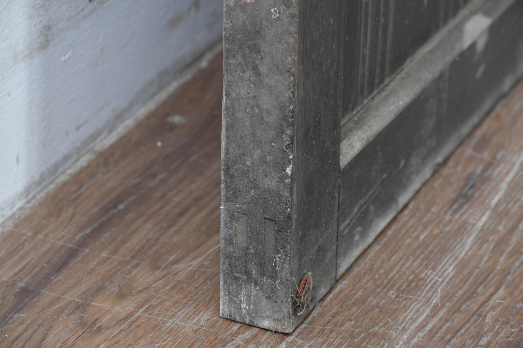 アンティーク建具　昭和初期　風合い豊かな木味が魅力のガラス扉1枚　(R-086053)