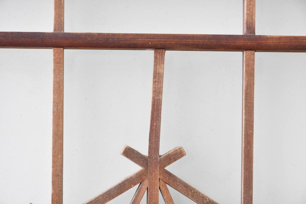 ヴィンテージ建具　昭和中期　組子細工が目を引く幅狭ガラス戸2枚セット　(R-086054)