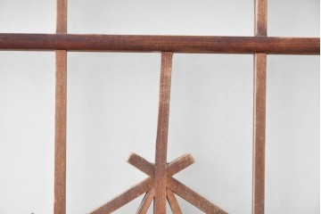 ヴィンテージ建具　昭和中期　組子細工が目を引く幅狭ガラス戸2枚セット　(R-086054)