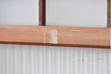 ヴィンテージ建具　昭和中期　組子細工が目を引く幅狭ガラス戸2枚セット　(R-086054)