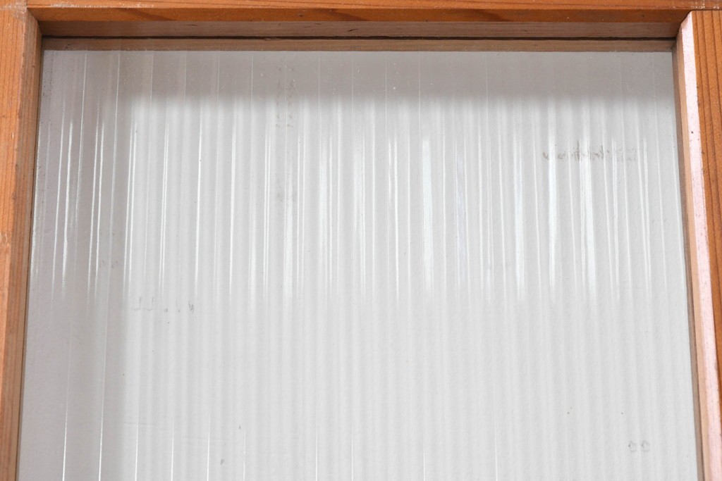 ヴィンテージ建具　昭和中期　組子細工が目を引く幅狭ガラス戸2枚セット　(R-086054)