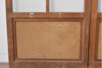 ヴィンテージ建具　昭和中期　組子細工が目を引く幅狭ガラス戸2枚セット　(R-086054)