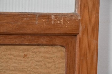 ヴィンテージ建具　昭和中期　組子細工が目を引く幅狭ガラス戸2枚セット　(R-086054)