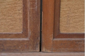 ヴィンテージ建具　昭和中期　組子細工が目を引く幅狭ガラス戸2枚セット　(R-086054)
