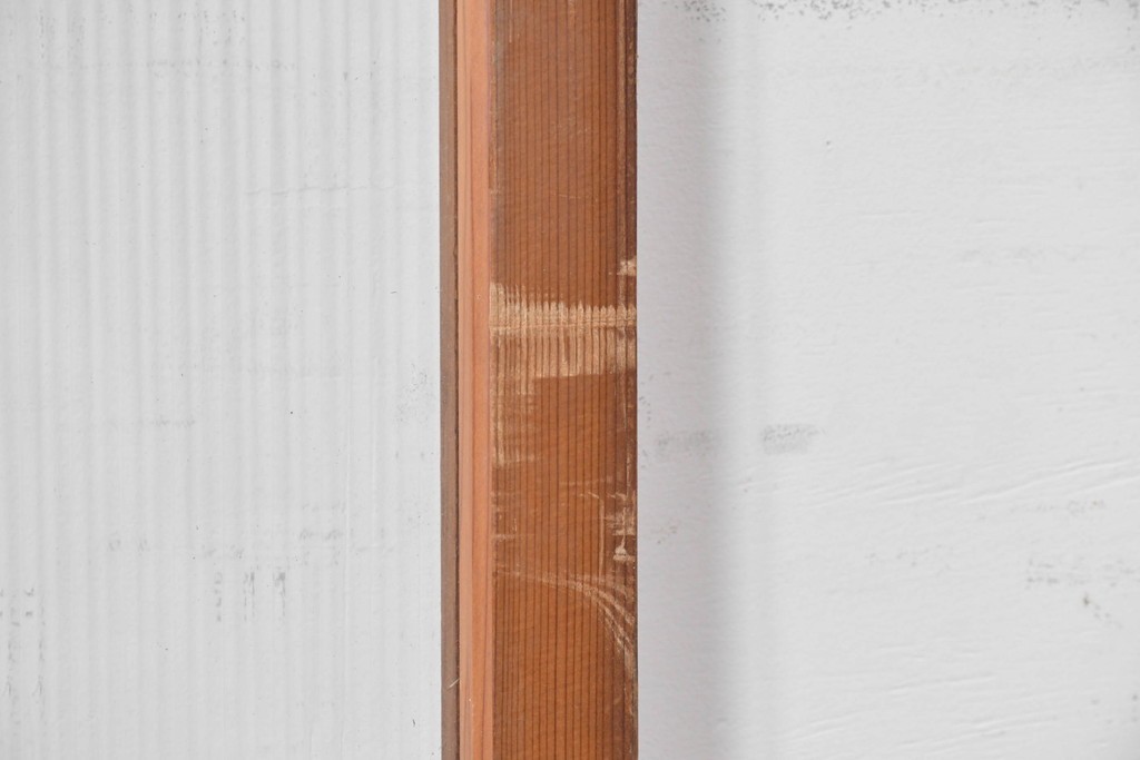 ヴィンテージ建具　昭和中期　組子細工が目を引く幅狭ガラス戸2枚セット　(R-086054)