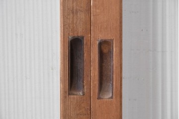 ヴィンテージ建具　昭和中期　組子細工が目を引く幅狭ガラス戸2枚セット　(R-086054)