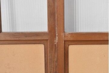 ヴィンテージ建具　昭和中期　組子細工が目を引く幅狭ガラス戸2枚セット　(R-086054)