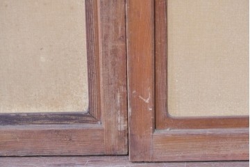 ヴィンテージ建具　昭和中期　組子細工が目を引く幅狭ガラス戸2枚セット　(R-086054)