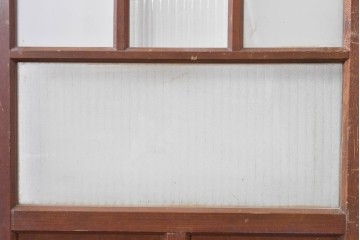 アンティーク建具　昭和初期から中期　すっきりとした素朴なデザインが印象的な幅狭ガラス戸2枚セット　(R-086055)