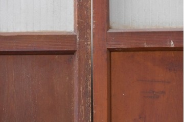 アンティーク建具　昭和初期から中期　すっきりとした素朴なデザインが印象的な幅狭ガラス戸2枚セット　(R-086055)