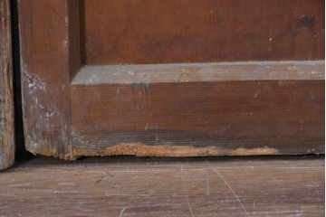 アンティーク建具　昭和初期から中期　すっきりとした素朴なデザインが印象的な幅狭ガラス戸2枚セット　(R-086055)