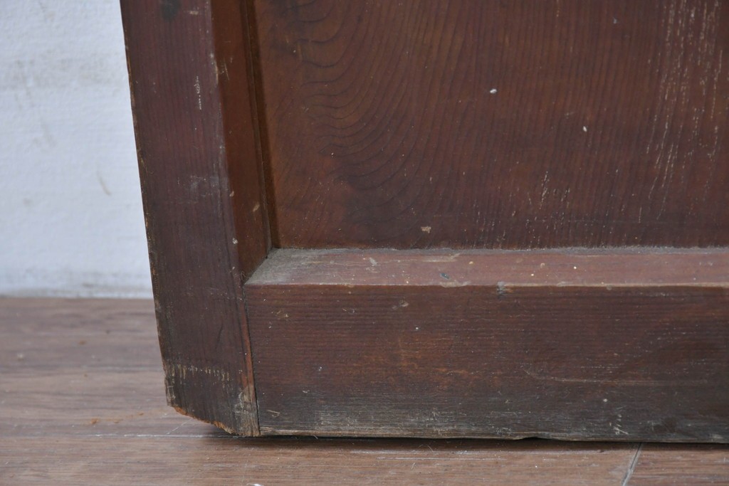 アンティーク建具　昭和初期から中期　すっきりとした素朴なデザインが印象的な幅狭ガラス戸2枚セット　(R-086055)