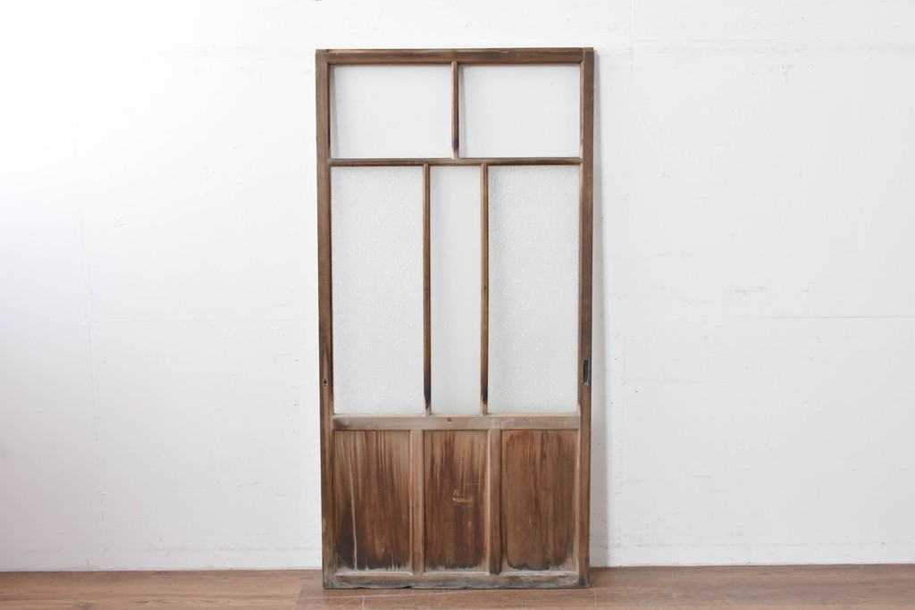 和製アンティーク　昭和初期　木味豊かな佇まいが魅力のガラス戸1枚　(R-086056)