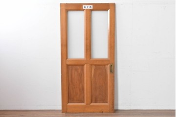 ヴィンテージ建具　昭和中期　腰板欅(ケヤキ)材　欅の風合いが楽しめるガラス戸1枚　(R-086057)