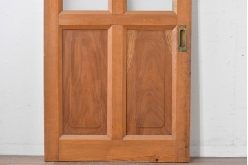 ヴィンテージ建具　昭和中期　腰板欅(ケヤキ)材　欅の風合いが楽しめるガラス戸1枚　(R-086057)