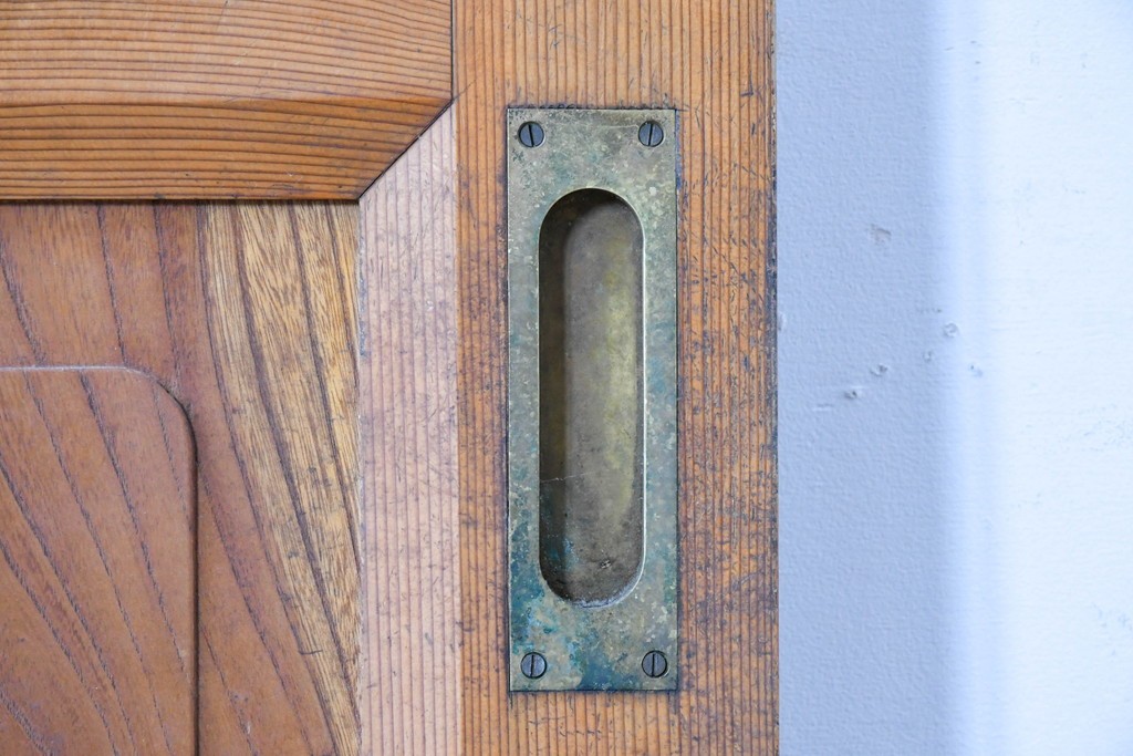 ヴィンテージ建具　昭和中期　腰板欅(ケヤキ)材　欅の風合いが楽しめるガラス戸1枚　(R-086057)