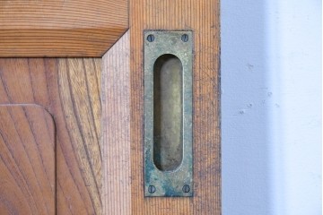 ヴィンテージ建具　昭和中期　腰板欅(ケヤキ)材　欅の風合いが楽しめるガラス戸1枚　(R-086057)