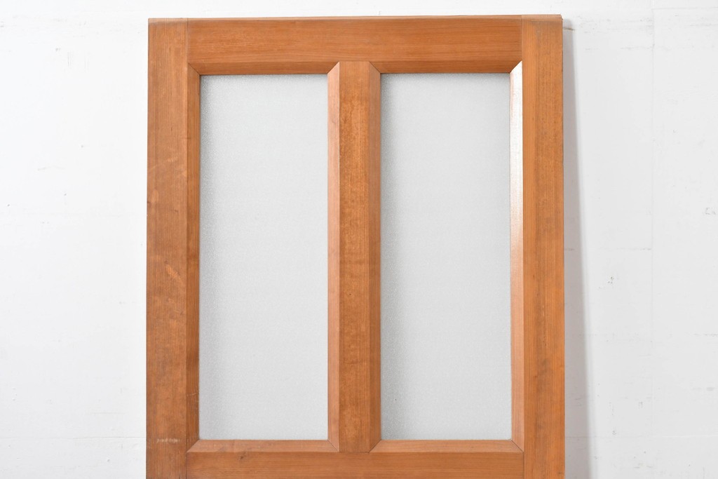 ヴィンテージ建具　昭和中期　腰板欅(ケヤキ)材　欅の風合いが楽しめるガラス戸1枚　(R-086057)