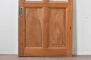 ヴィンテージ建具　昭和中期　腰板欅(ケヤキ)材　欅の風合いが楽しめるガラス戸1枚　(R-086057)