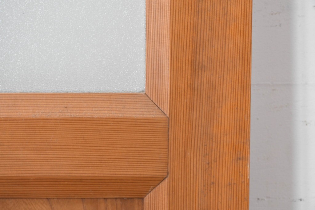 ヴィンテージ建具　昭和中期　腰板欅(ケヤキ)材　欅の風合いが楽しめるガラス戸1枚　(R-086057)