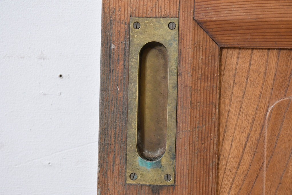 ヴィンテージ建具　昭和中期　腰板欅(ケヤキ)材　欅の風合いが楽しめるガラス戸1枚　(R-086057)