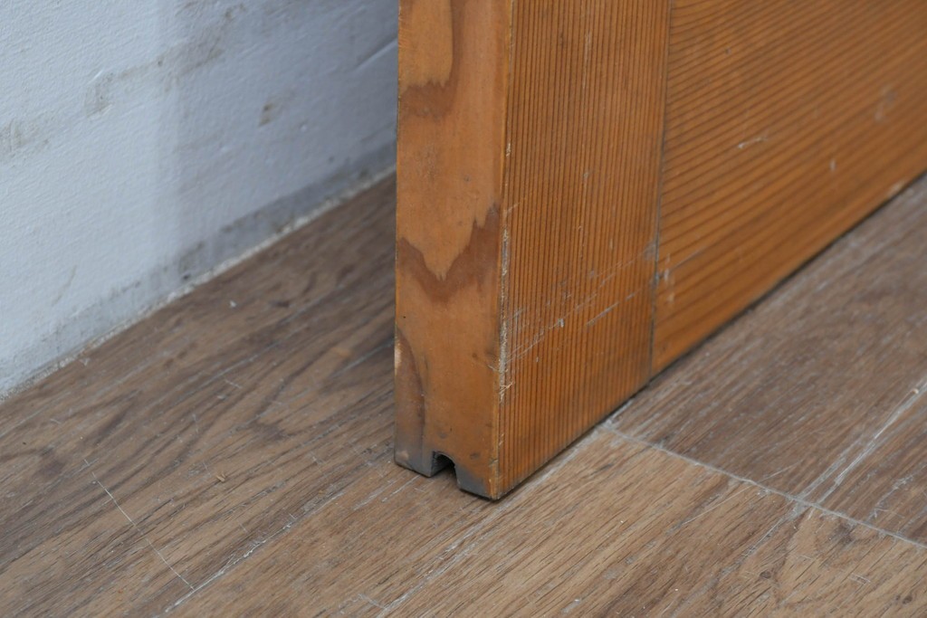 ヴィンテージ建具　昭和中期　腰板欅(ケヤキ)材　欅の風合いが楽しめるガラス戸1枚　(R-086057)