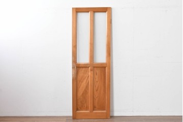 ヴィンテージ建具　昭和中期　腰板欅(ケヤキ)材　欅の風合いが楽しめるガラス扉1枚　(R-086058)