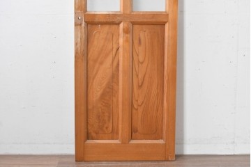 ヴィンテージ建具　昭和中期　腰板欅(ケヤキ)材　欅の風合いが楽しめるガラス扉1枚　(R-086058)
