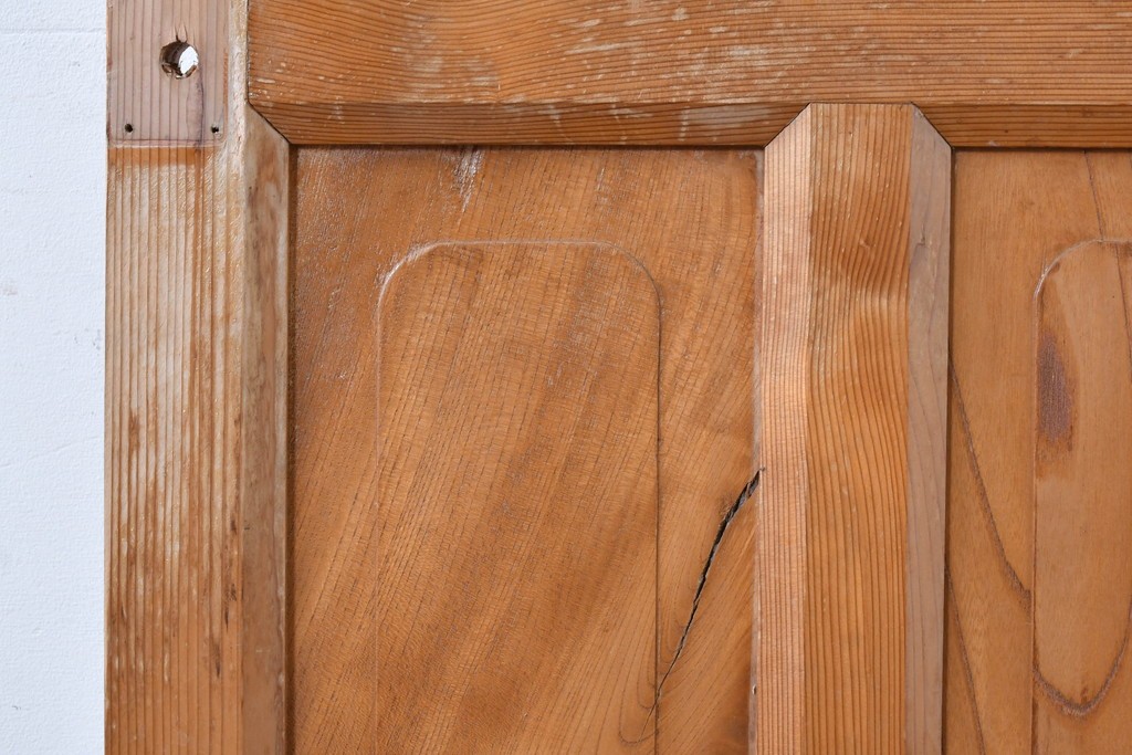 ヴィンテージ建具　昭和中期　腰板欅(ケヤキ)材　欅の風合いが楽しめるガラス扉1枚　(R-086058)