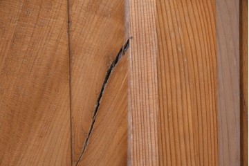 ヴィンテージ建具　昭和中期　腰板欅(ケヤキ)材　欅の風合いが楽しめるガラス扉1枚　(R-086058)