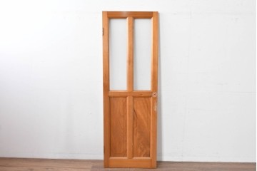 ヴィンテージ建具　昭和中期　腰板欅(ケヤキ)材　欅の風合いが楽しめるガラス扉1枚　(R-086058)