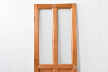 ヴィンテージ建具　昭和中期　腰板欅(ケヤキ)材　欅の風合いが楽しめるガラス扉1枚　(R-086058)