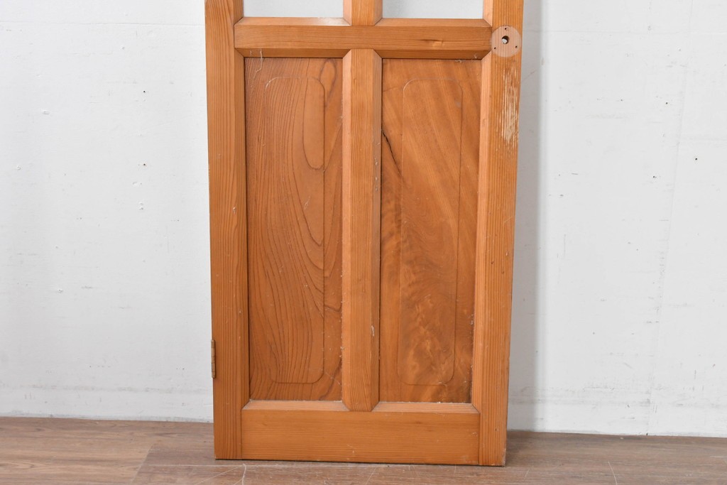 ヴィンテージ建具　昭和中期　腰板欅(ケヤキ)材　欅の風合いが楽しめるガラス扉1枚　(R-086058)