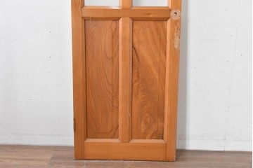 ヴィンテージ建具　昭和中期　腰板欅(ケヤキ)材　欅の風合いが楽しめるガラス扉1枚　(R-086058)