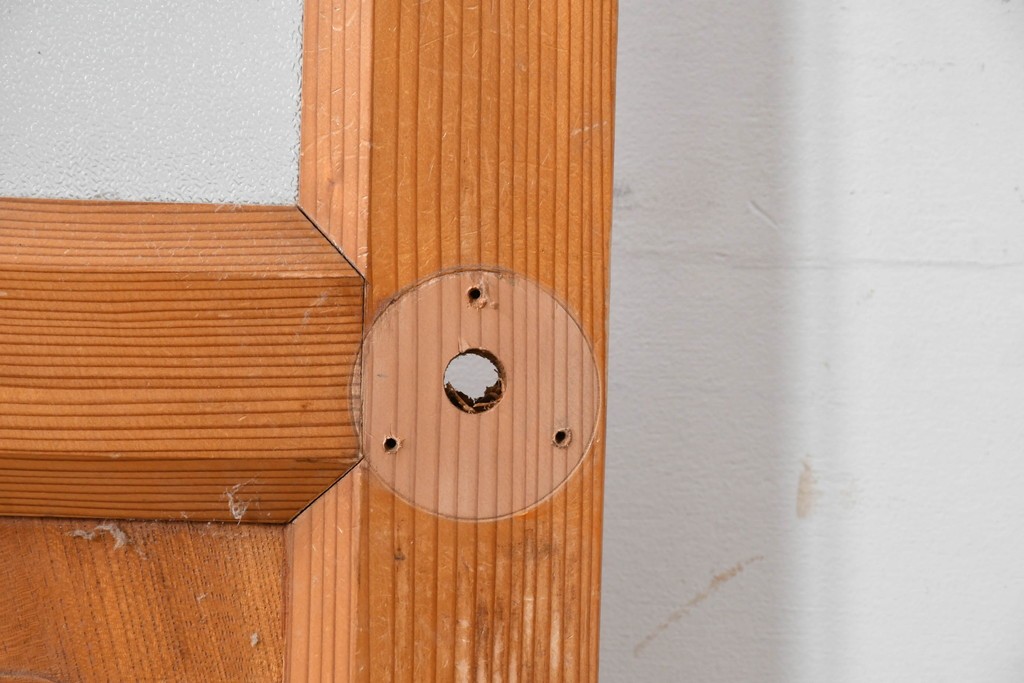 ヴィンテージ建具　昭和中期　腰板欅(ケヤキ)材　欅の風合いが楽しめるガラス扉1枚　(R-086058)