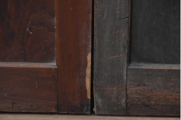 アンティーク建具　昭和初期　背高×幅狭　落ち着いた木味が魅力のガラス入り格子戸4枚セット　(R-086059)