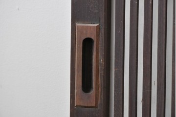 アンティーク建具　昭和初期　背高×幅狭　落ち着いた木味が魅力のガラス入り格子戸4枚セット　(R-086059)