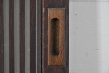 アンティーク建具　昭和初期　背高×幅狭　落ち着いた木味が魅力のガラス入り格子戸4枚セット　(R-086059)